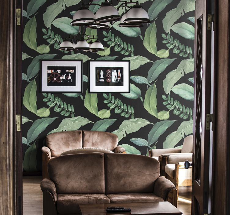Botanical Leaf Print leaves wallpaper - TenStickers