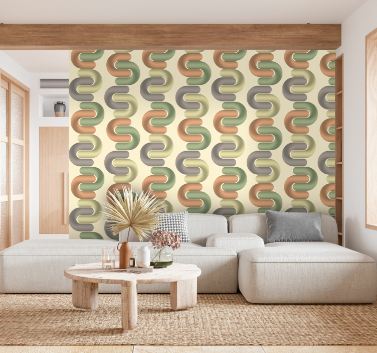 Curved shapes layer living area wallpaper - TenStickers