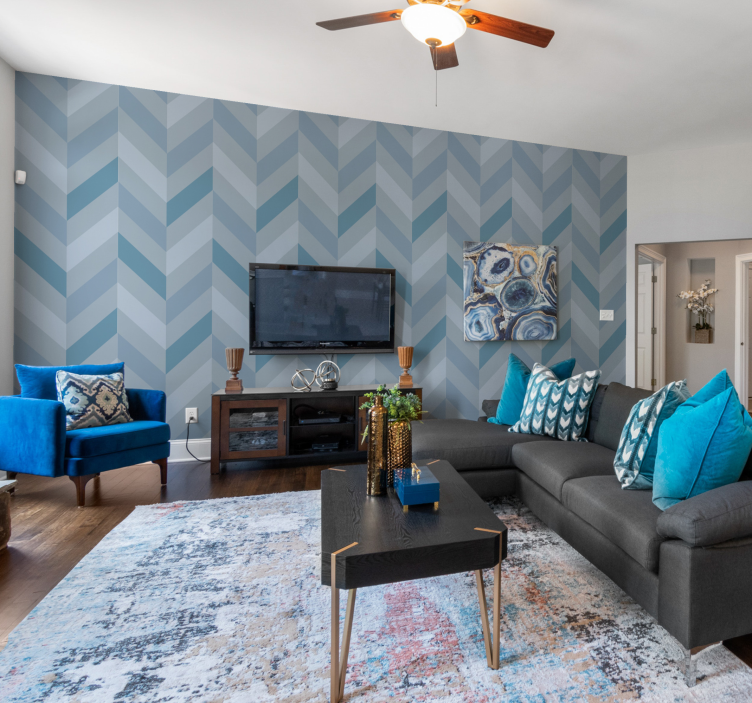 Nordic minimalist style blue wallpaper - TenStickers