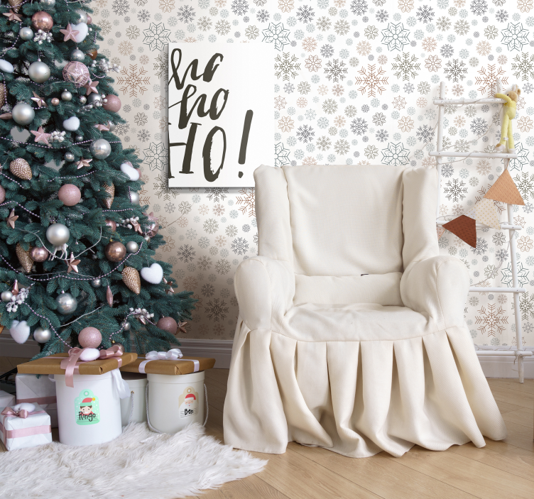 Snowflakes pattern Living Room Wallpaper - TenStickers