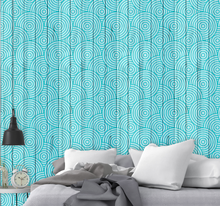 Vintage geometric with wooden Wallpaper - TenStickers