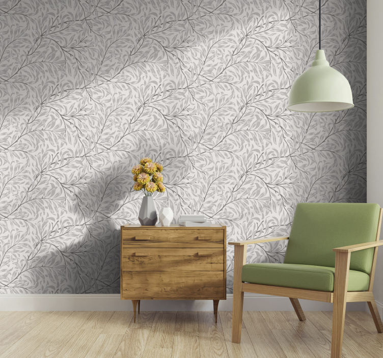 Ornamental Wallpaper grey scale floral pattern - TenStickers