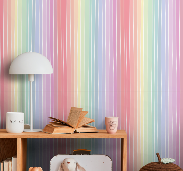 Pastel Striped Motif wallpaper geometric - TenStickers