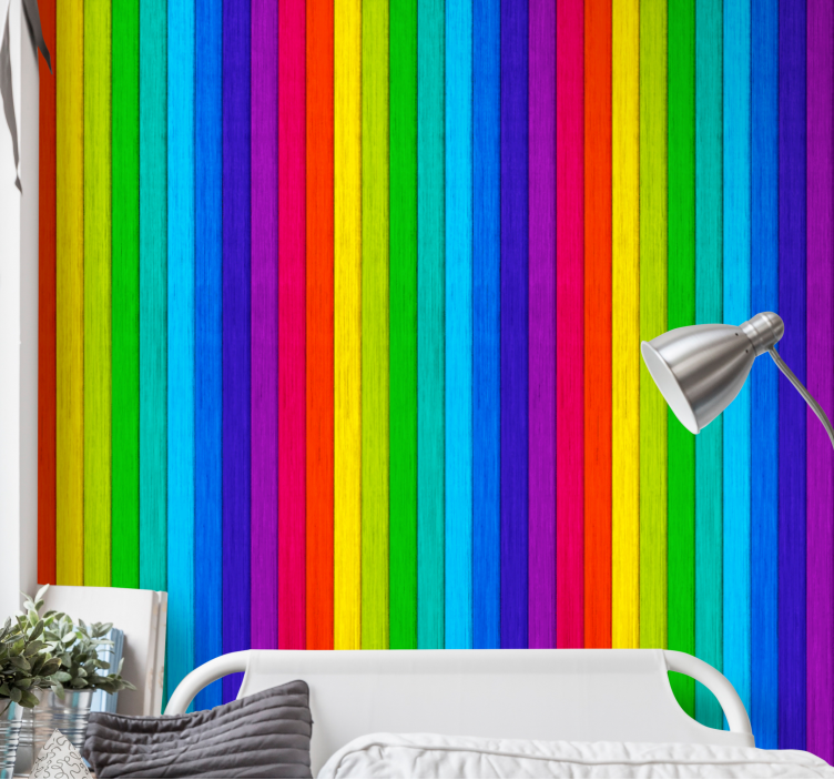 Rainbow Background Teen Bedroom Wallpaper - TenStickers