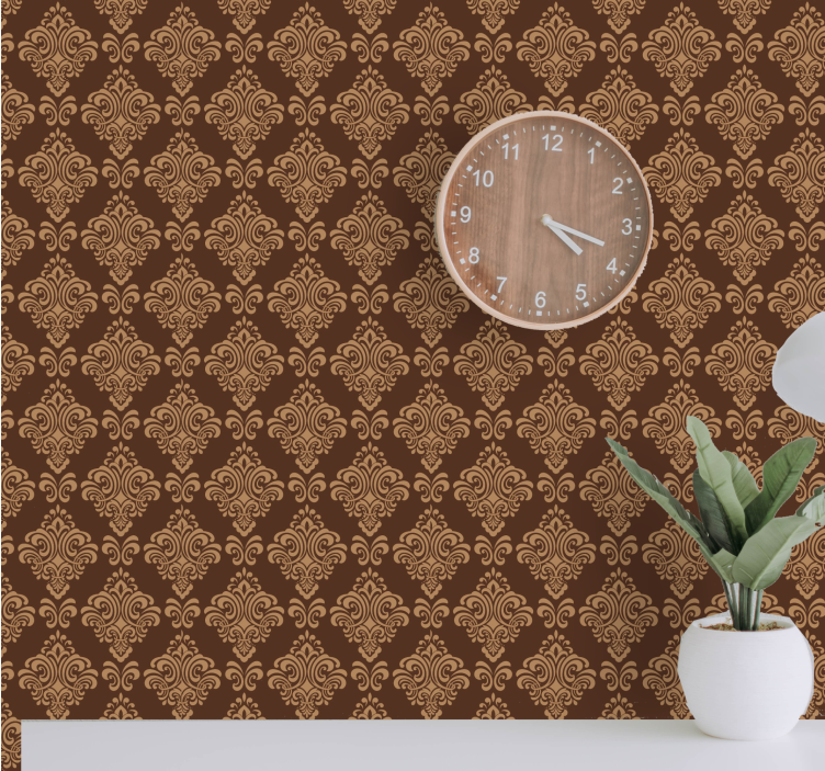 Brown Damask Style baroque wallpaper - TenStickers