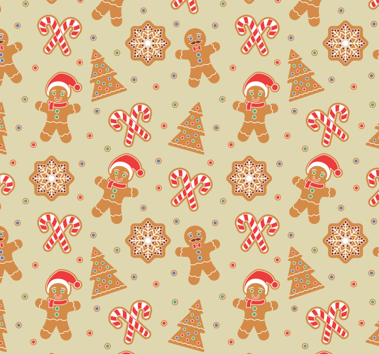 Festive gingerbread figures holiday christmas wallpaper - TenStickers
