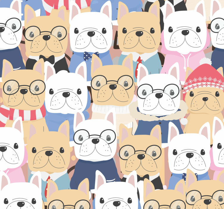 Cartoon Bulldogs cute dog wallpaper - TenStickers
