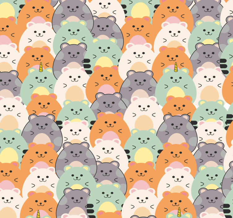Whimsical Cat Pattern cats wallpaper - TenStickers