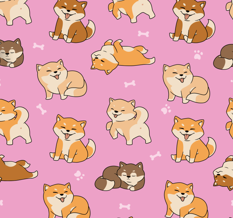 Playful Shiba Inus cats wallpaper - TenStickers