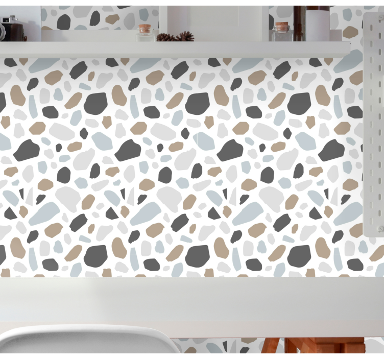 Stone effect wallpaper gray terrazzo - TenStickers
