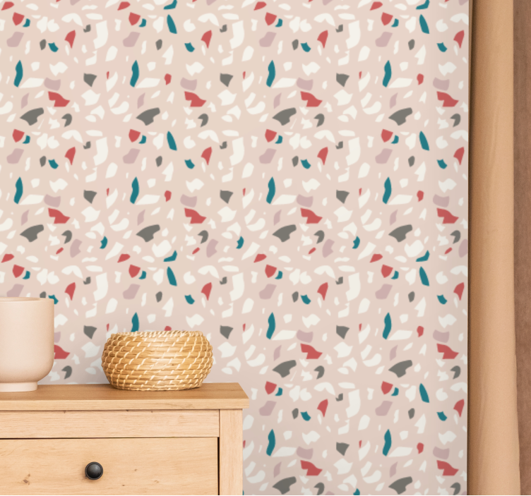 Abstract beige terrazzo textured wallpaper - TenStickers