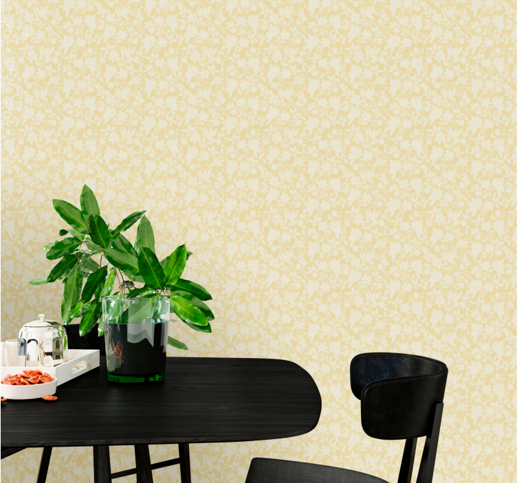 Abstract yellow motif leaves wallpaper - TenStickers