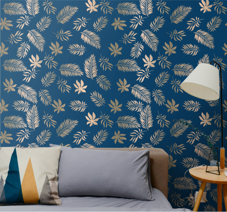 African style blue flower design wallpaper - TenStickers