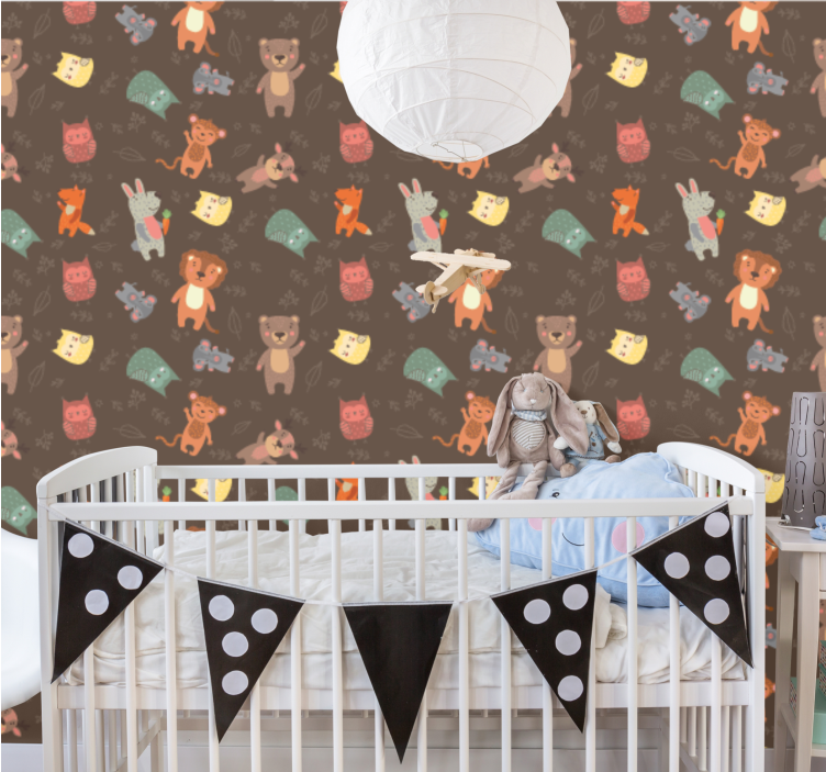 Animal Playtime Imagery nursery room wallpaper - TenStickers