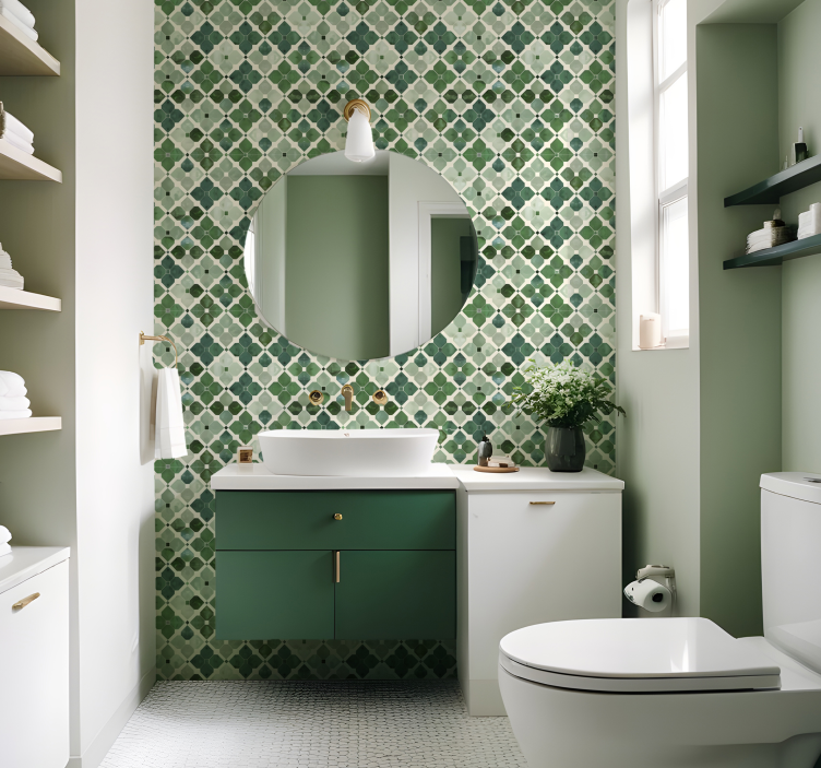 Arabian green pattern tile effect wallpaper - TenStickers