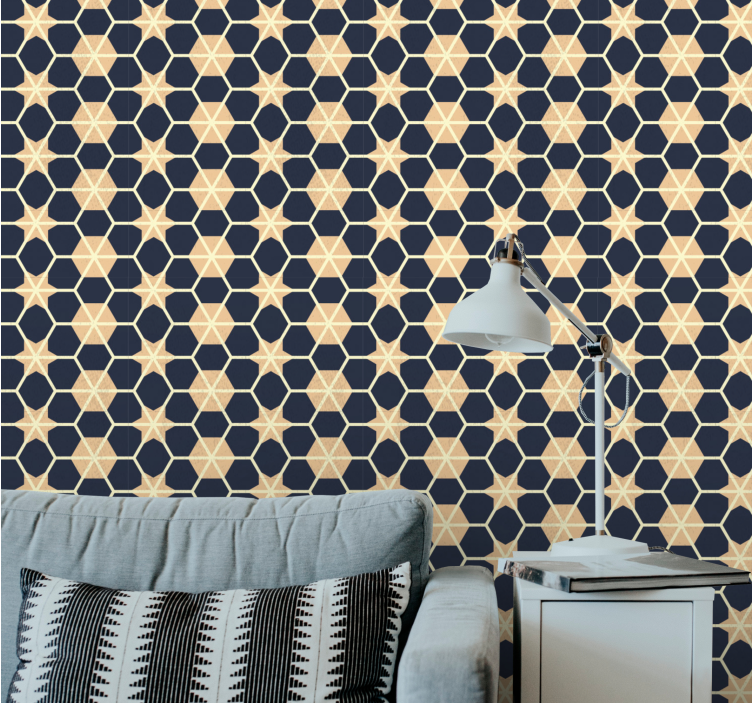 Art deco contrastive hexagons  tile wallpaper - TenStickers