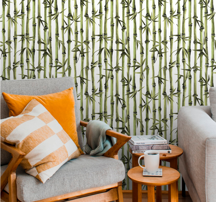 Bamboo pattern branches tree wallpaper - TenStickers