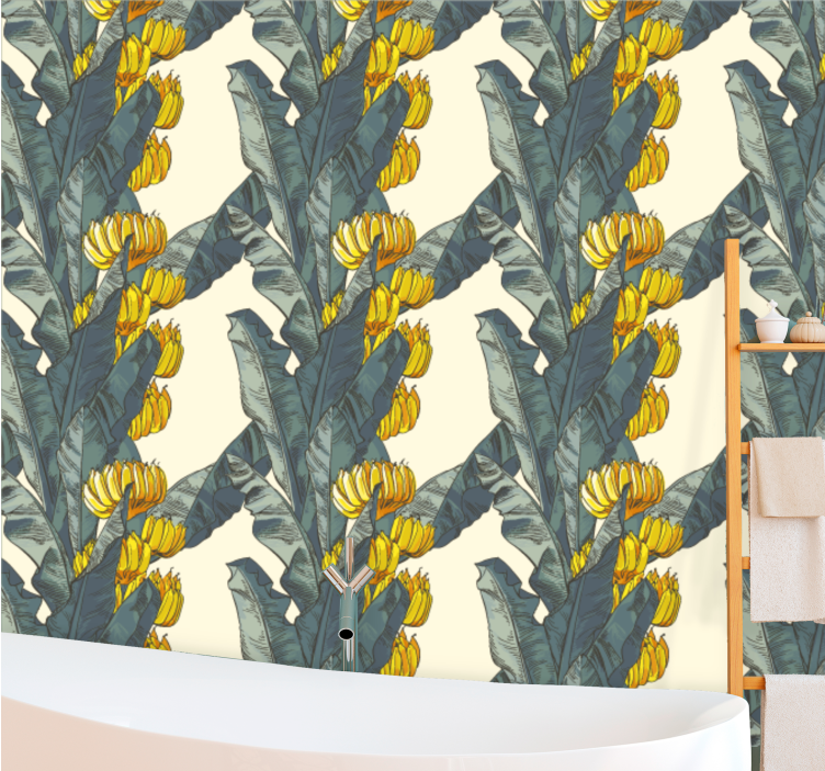 Banana tree artistic pattern flower Wallpaper - TenStickers