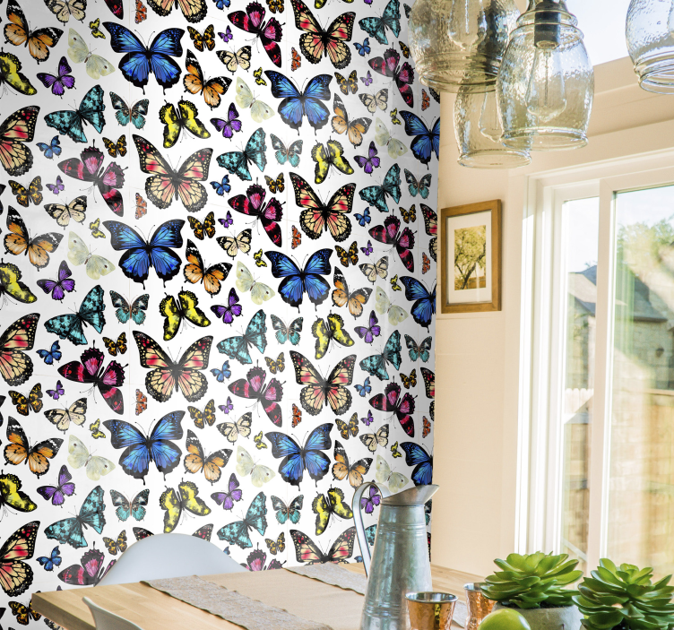 Beautiful and colorful butterflies wallpaper - TenStickers