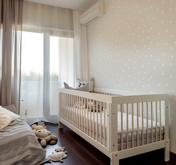 Beige colour with white dots Nursery wallpaper - TenStickers