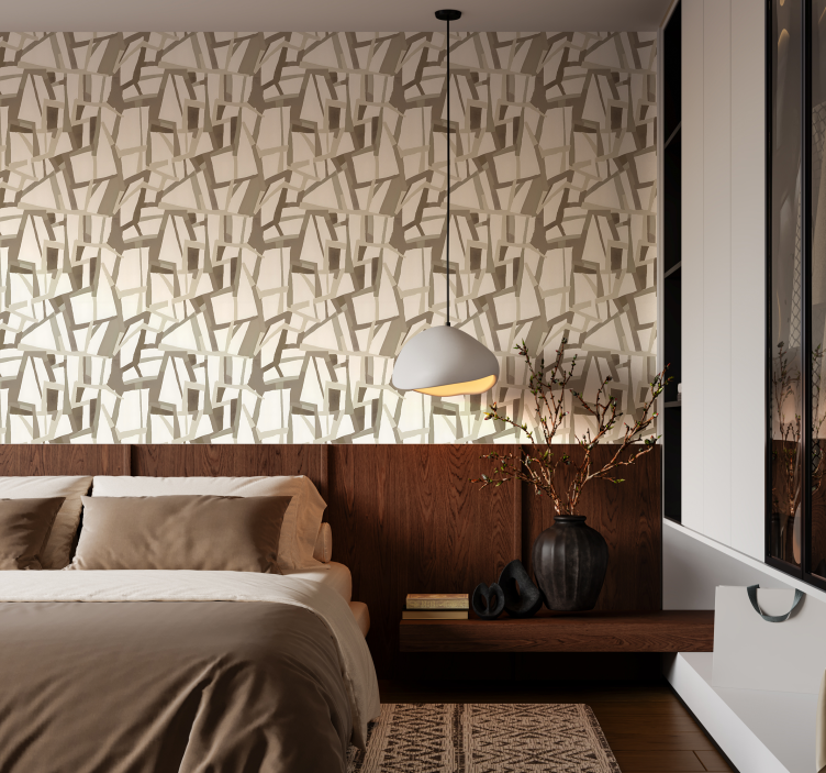 Beige nordic style abstract wallpaper - TenStickers