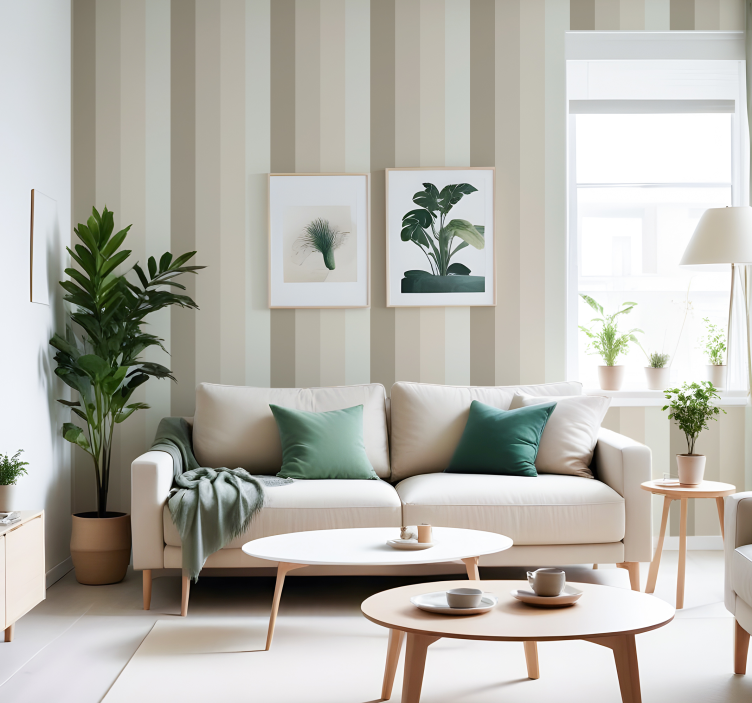 Beige shades wallpaper vertically striped - TenStickers