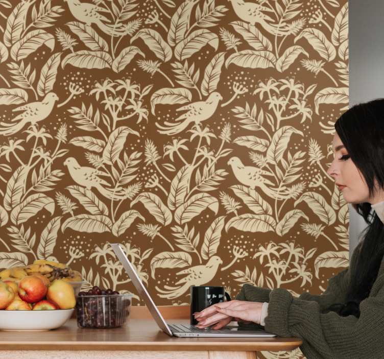 Birds Botanical Pattern animals wallpaper - TenStickers