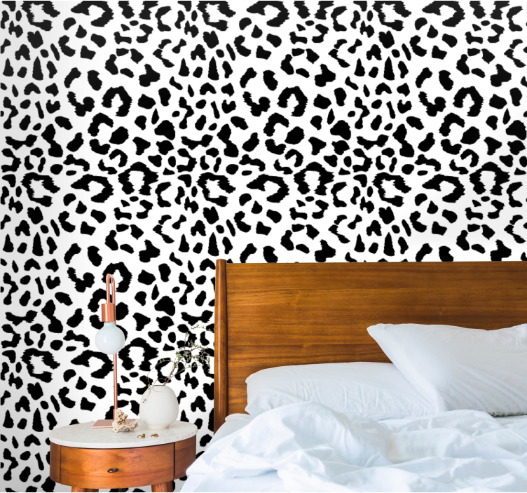 Black and White Dods Pattern leopard print wallpaper - TenStickers
