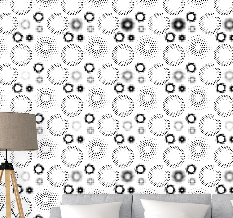 Pointillist geometry polka dots wallpaper - TenStickers