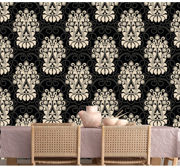 Black silver memory flowery wallpaper - TenStickers