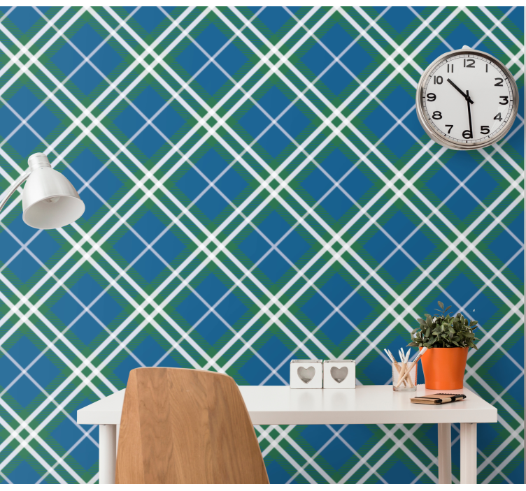 Blue and green Scottish tartan wallpaper - TenStickers