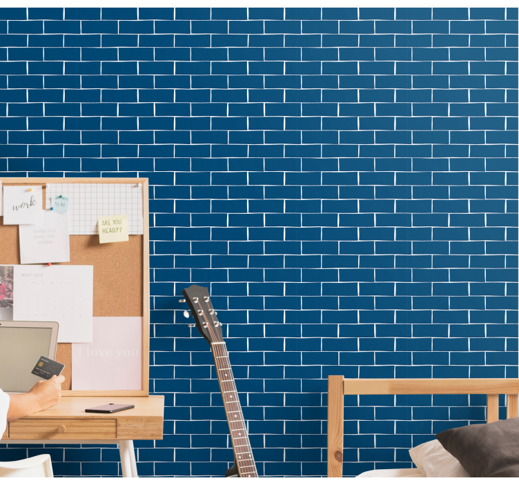 Blue Brick Brick wallpaper - TenStickers