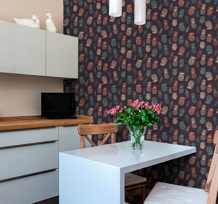 Blue pineapples vintage wallpaper Wallpaper - TenStickers