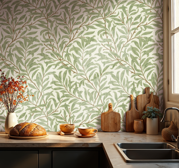 Botanical green plants kitchen wallpaper - TenStickers
