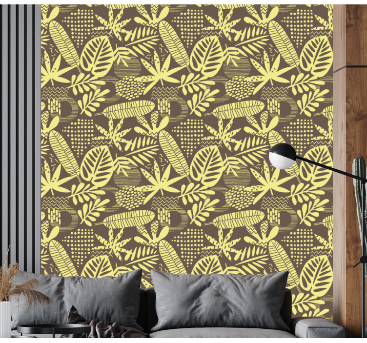 Botanical Motif Pattern leaves wallpaper - TenStickers