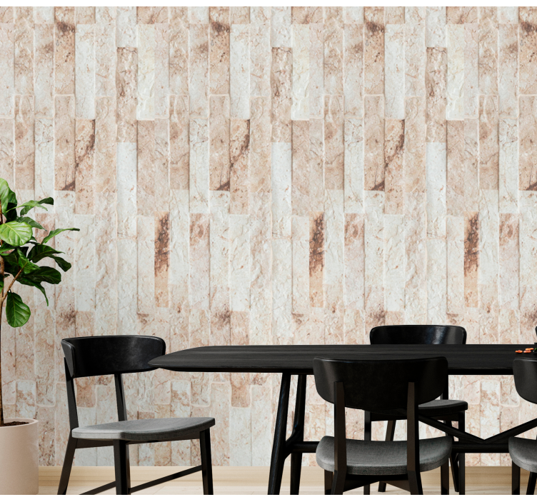 Brick pattern sober tones Wood Effect  Wallpaper - TenStickers
