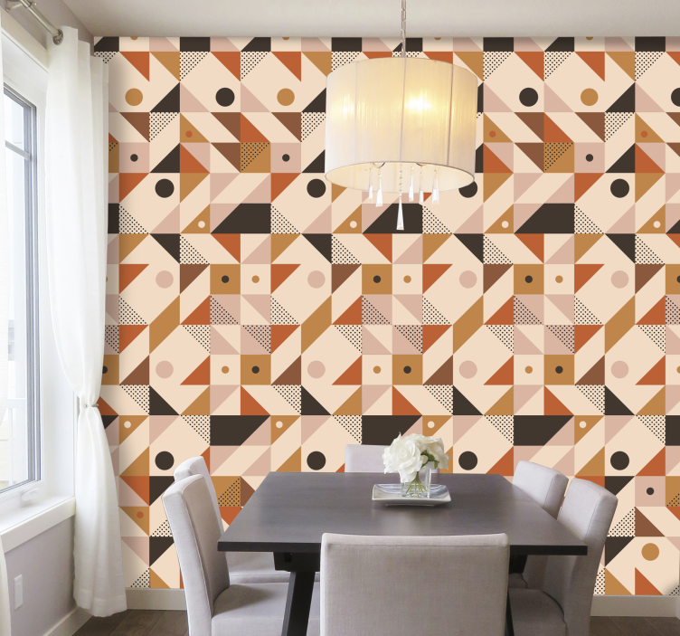 Brown Patchwork Modern Wallpaper - TenStickers