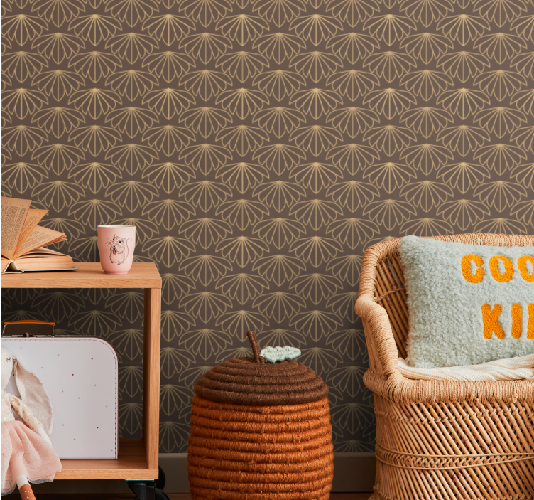 Brown stylised Pattern floral wallpaper - TenStickers