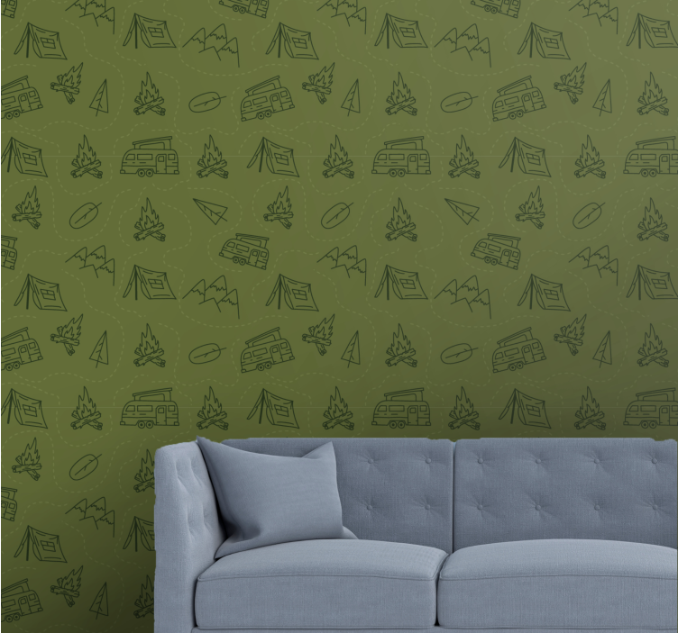 Campaign mountains on green Jungle wallpaper - TenStickers