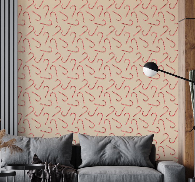 Candy Cane Swirls holiday christmas wallpaper - TenStickers