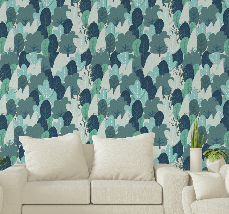 Cartoon forest tree wallpaper - TenStickers