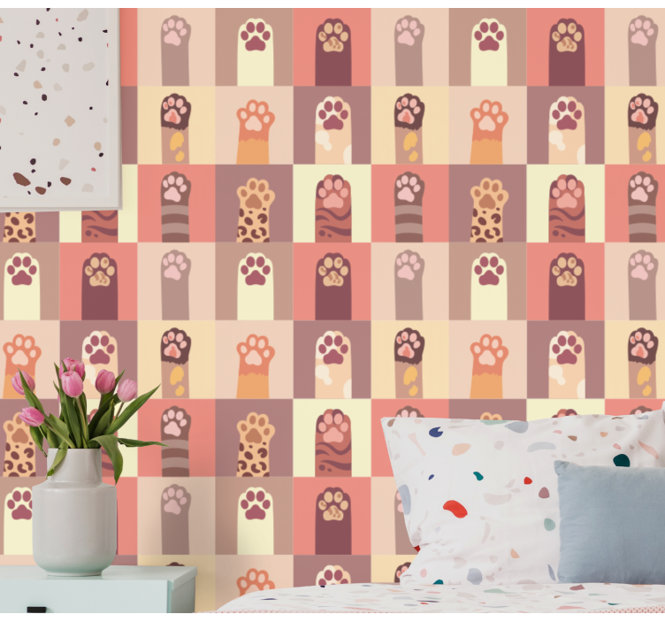 Cat paws cartoon modern wallpaper - TenStickers