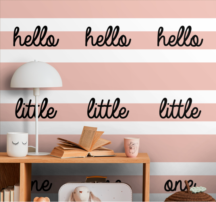 Hello on beige stripes lettering wallpaper - TenStickers
