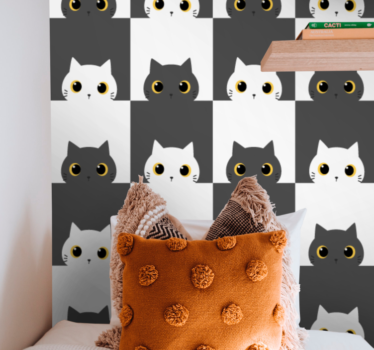 Checkerboard Cats cats wallpaper - TenStickers