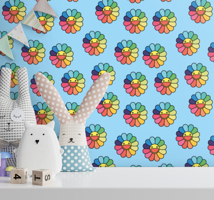 Cheerful Flower Pattern nursery room wallpaper - TenStickers