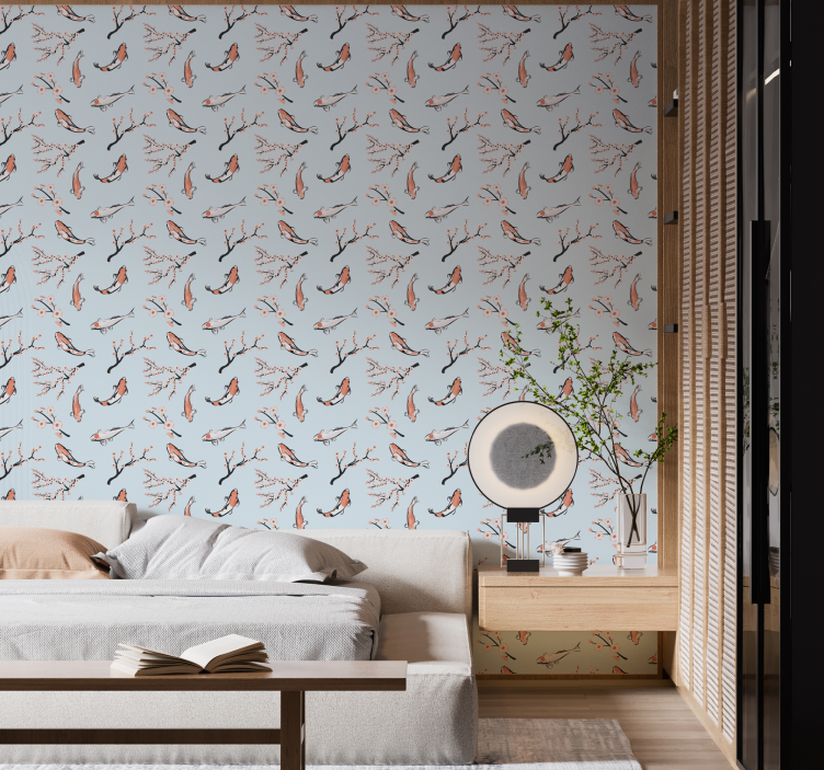 Cherry Blossom Birds birds in wallpaper - TenStickers