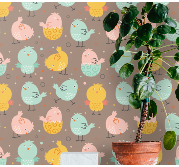 Chick Pattern Decor nursery room wallpaper - TenStickers
