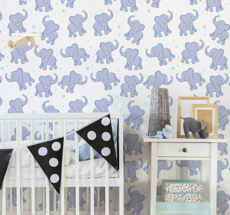 Childrens wallpaper little elephant and bubles - TenStickers
