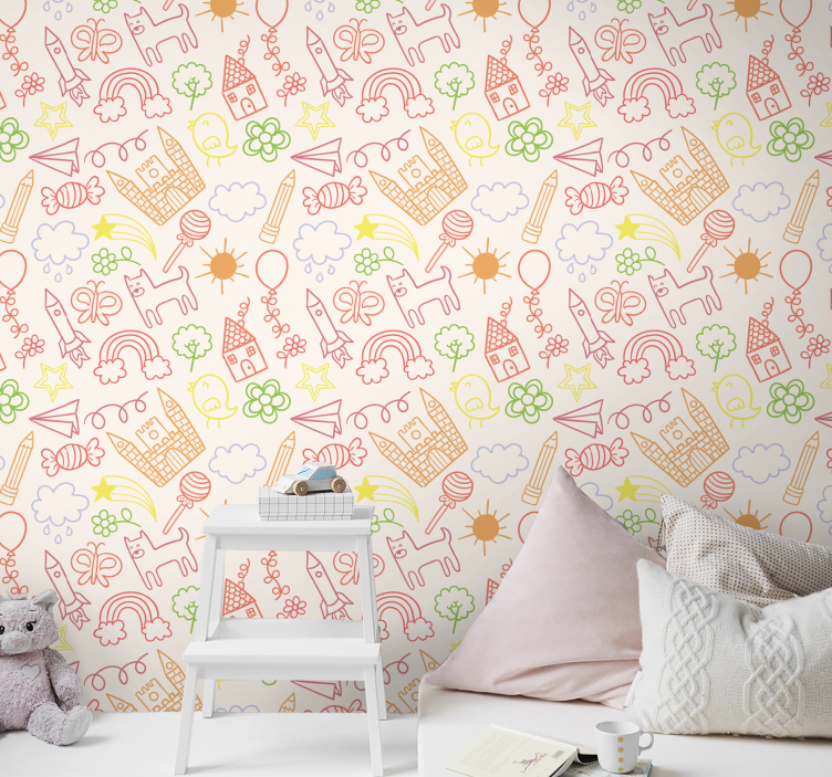 Children's wallpaper with drawings - TenStickers
