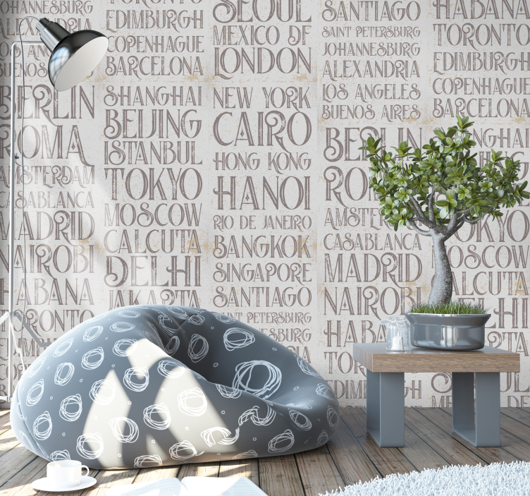 Cities of the World lettering wallpaper - TenStickers